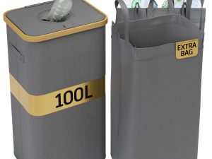 Deco haus® Koš za plastenke 100L [vključno z dodatno torbo za prenašanje] - Shramba za plastenke z luknjo - Koš za plastenke - Zložljiva posoda za plastenke - Posoda za recikliranje - Zbiralnik za prazne plastenke